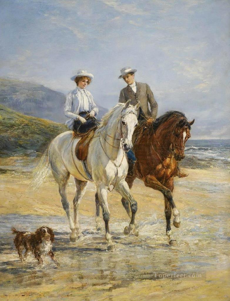 ヘイウッド・ハーディ乗馬によるカップルミーティング油絵